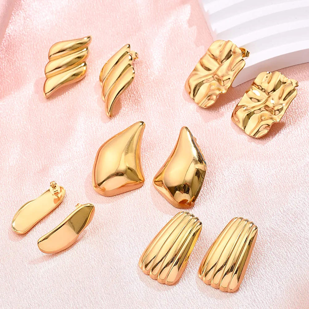 1 Pair/Package Modern Style Simple Style Irregular Simple Handmade 304 Stainless Steel Ear Studs display picture 1