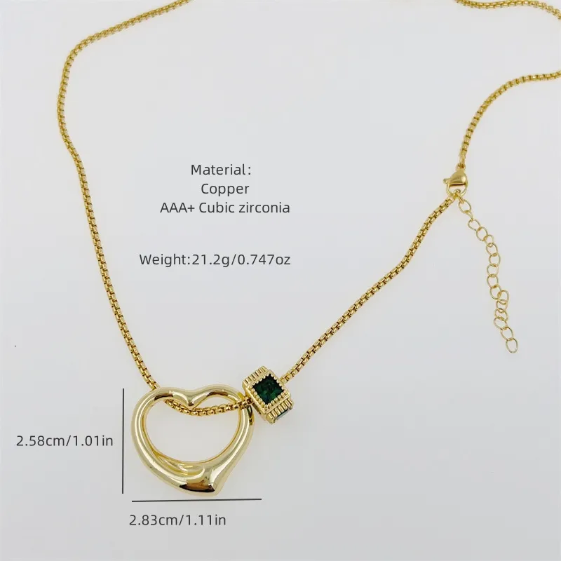 Copper 18K Gold Plated Inlay Poker Heart Shape Zircon Pendant Necklace display picture 6