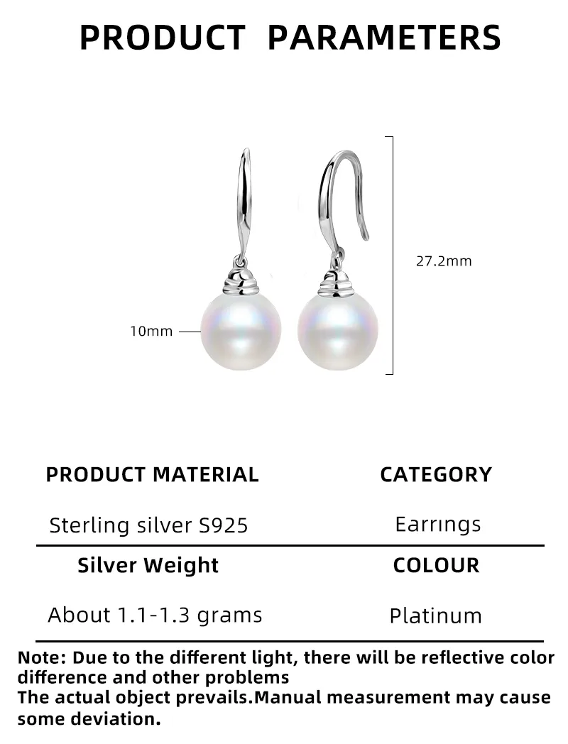 1 Pair White Gold Plated 925 Sterling Silver Pearl Geometric Drop Earrings display picture 2