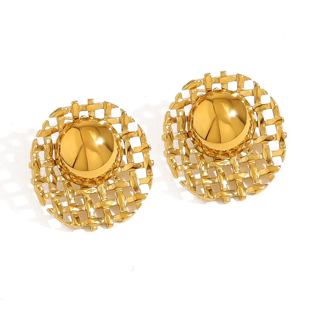 1 Pair IG Style French Style Commute Geometric Polishing 304 Stainless Steel 18K Gold Plated Ear Studs display picture 1