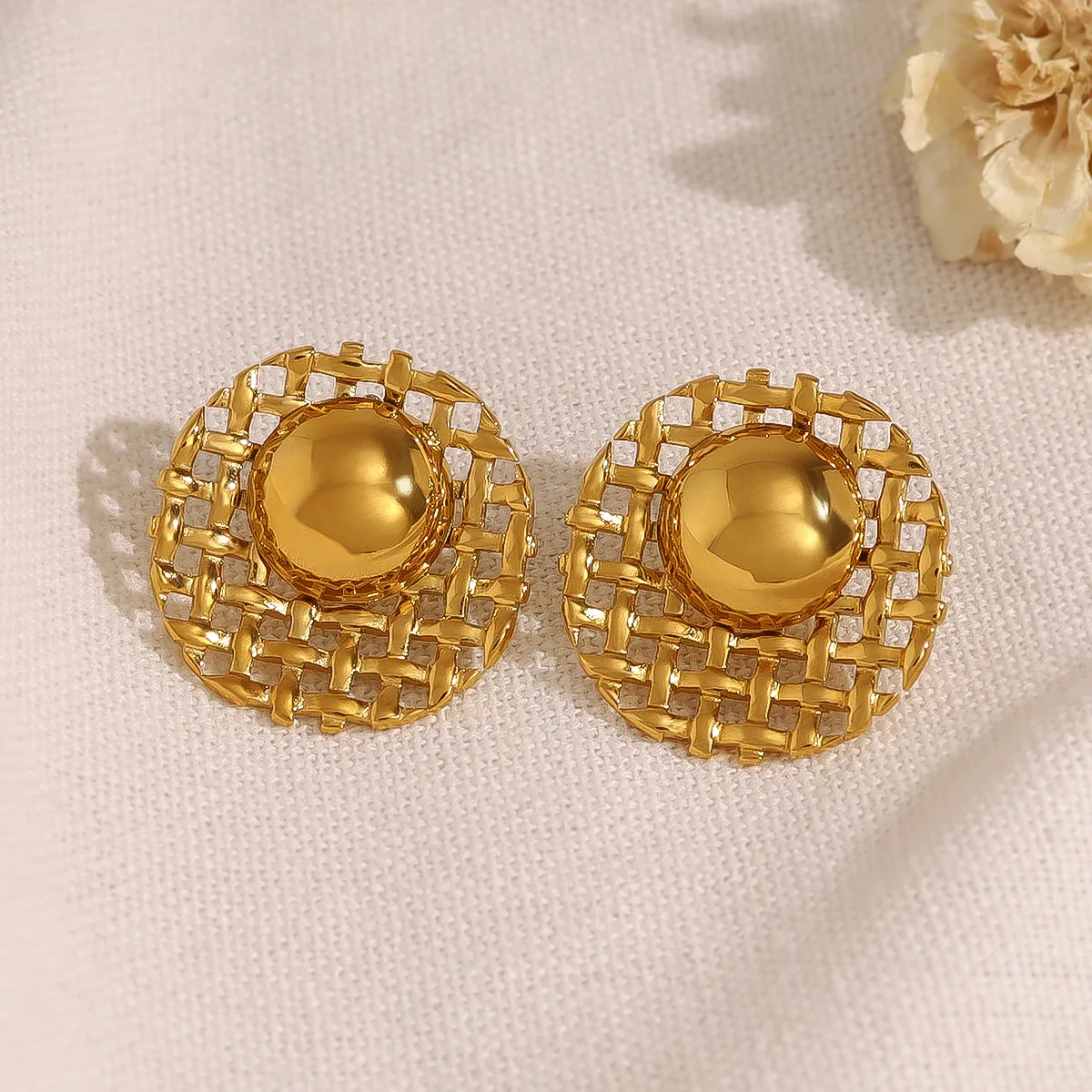 1 Pair IG Style French Style Commute Geometric Polishing 304 Stainless Steel 18K Gold Plated Ear Studs display picture 2