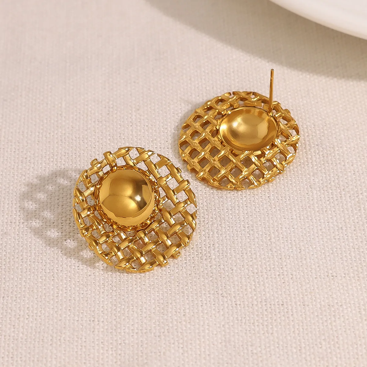 1 Pair IG Style French Style Commute Geometric Polishing 304 Stainless Steel 18K Gold Plated Ear Studs display picture 4