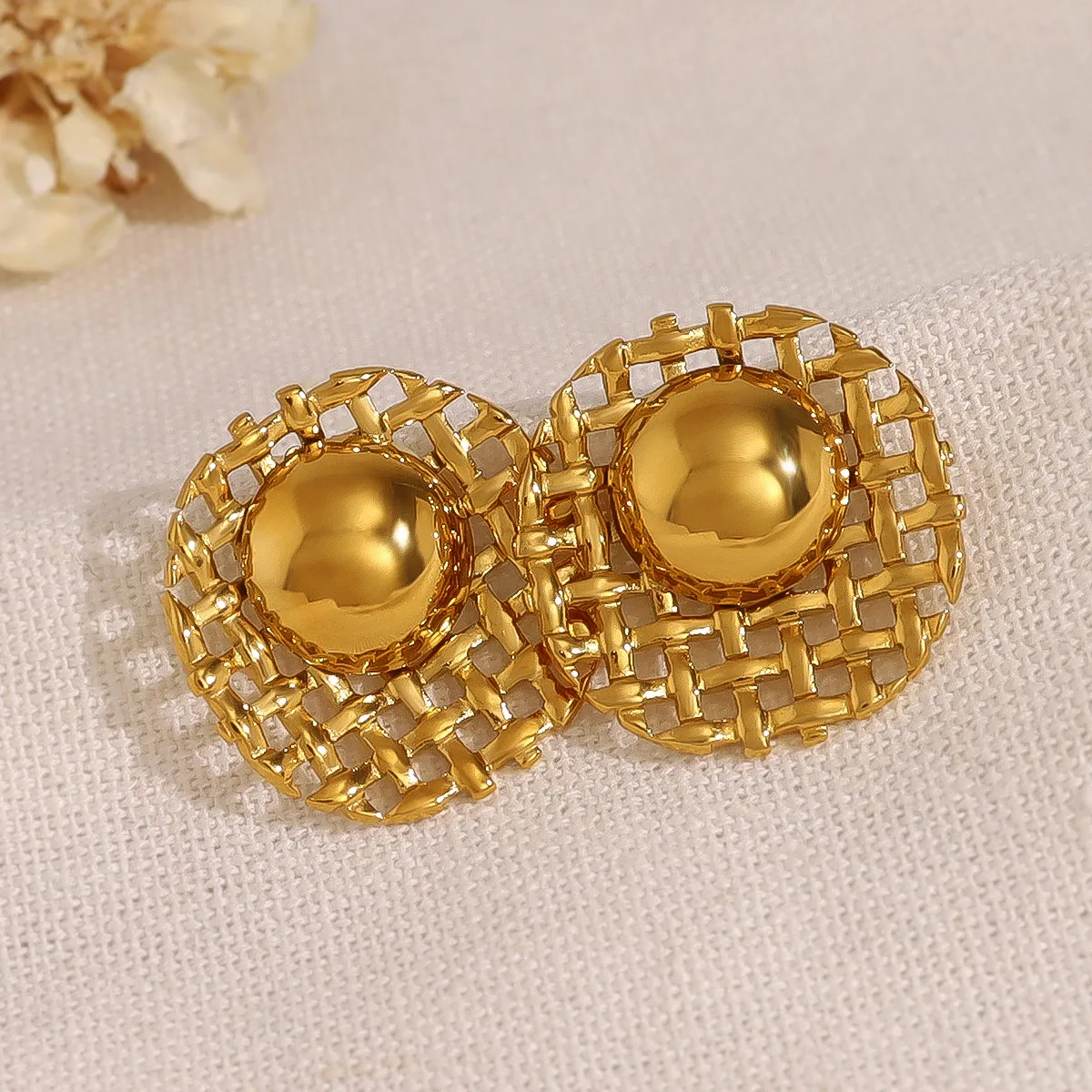1 Pair IG Style French Style Commute Geometric Polishing 304 Stainless Steel 18K Gold Plated Ear Studs display picture 3