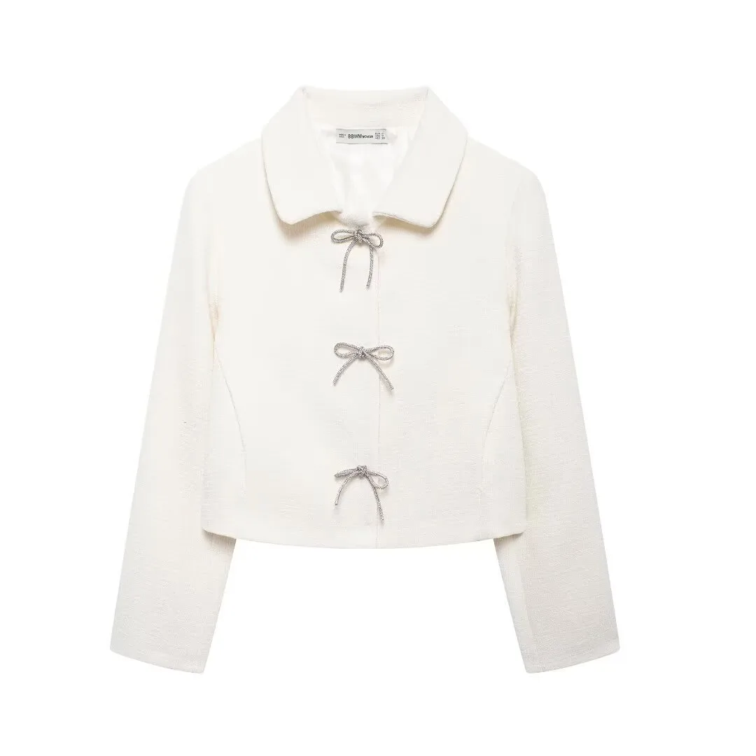 Women's Elegant Preppy Style Bow Knot Single Breasted Coat Casual Jacket display picture 1