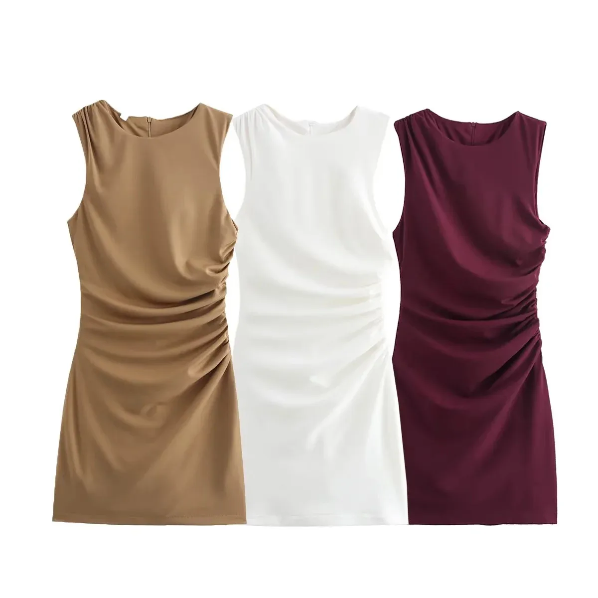Women's Sheath Dress Elegant Round Neck Sleeveless Solid Color Above Knee Casual Holiday display picture 1