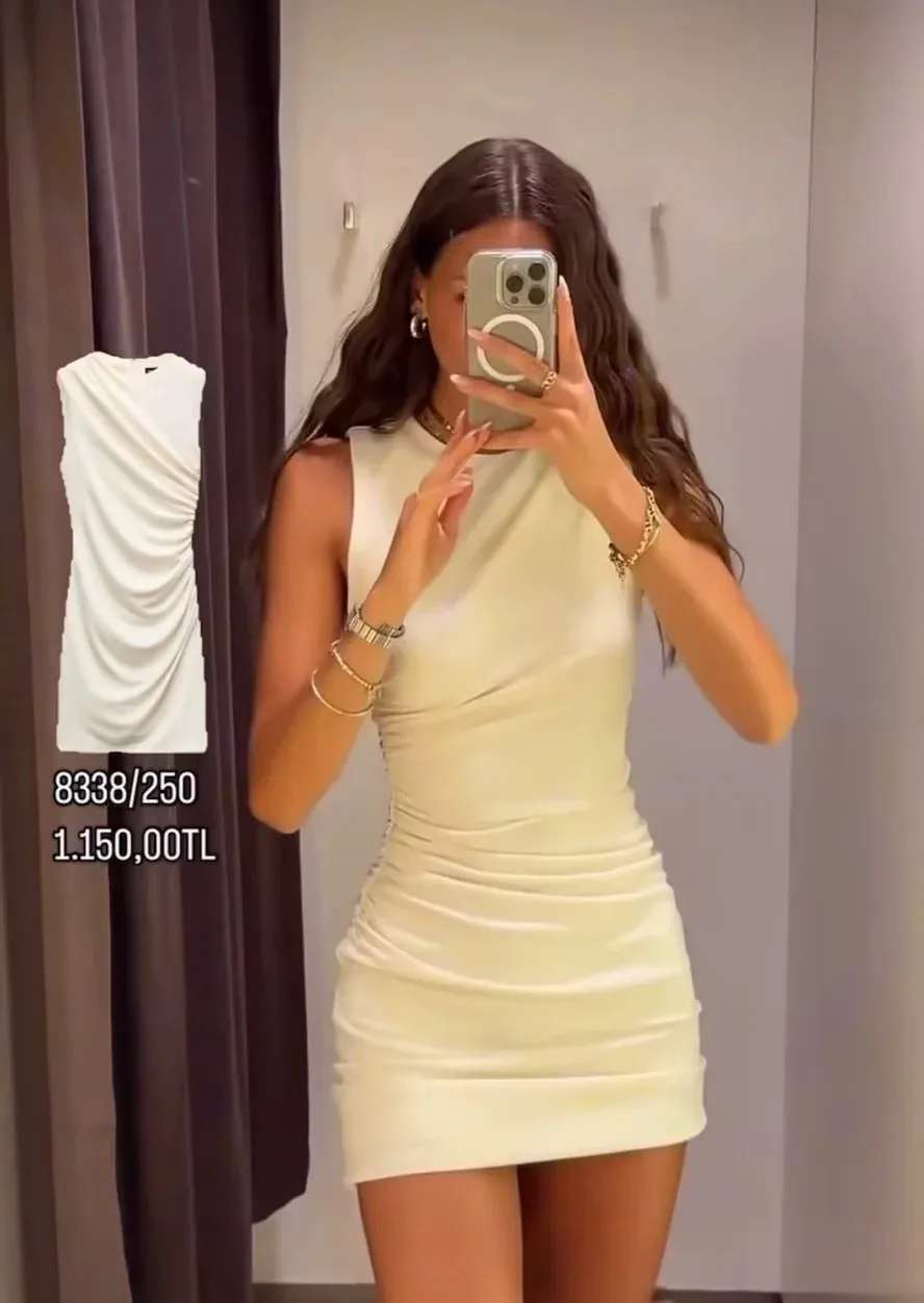 Women's Sheath Dress Elegant Round Neck Sleeveless Solid Color Above Knee Casual Holiday display picture 12