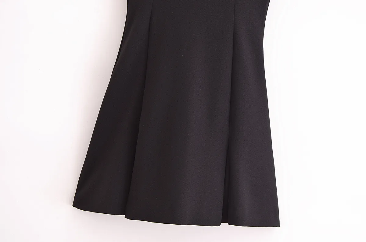 Women's Black Dress Elegant Turndown Sleeveless Solid Color Short Mini Dress Holiday Party display picture 7