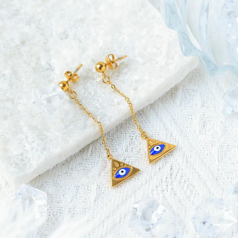 Stainless Steel Gold-Plated Tassel Pendant Earrings display picture 6