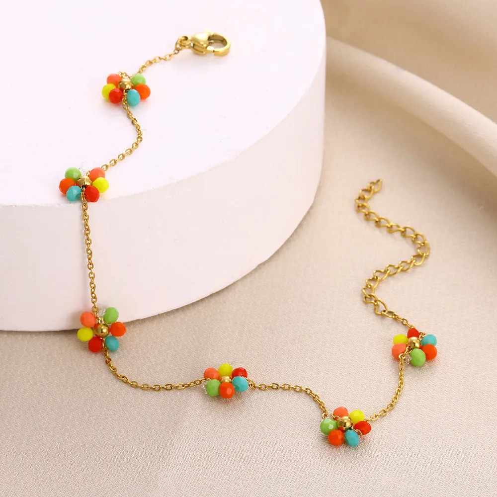 Simple Style Flower 304 Stainless Steel 18K Gold Plated Bracelets In Bulk display picture 4
