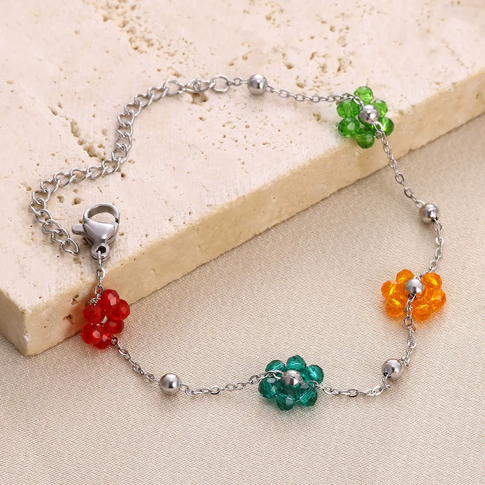 Simple Style Flower 304 Stainless Steel 18K Gold Plated Bracelets In Bulk display picture 6