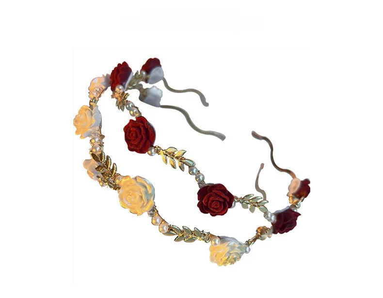 Rose Pearl Headband Summer French Retro High-end Sense Hair Clip Headwear Niche Design Pressure Hair High Cranial Top Hair Accessories display picture 2