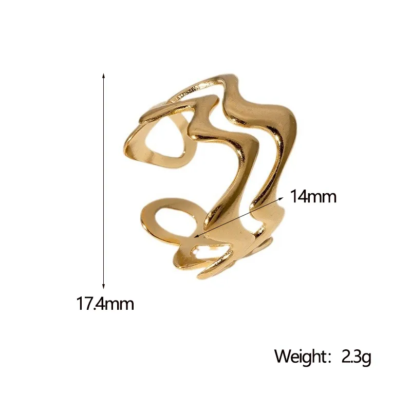 Wholesale Jewelry IG Style Modern Style Simple Style Geometric Lines 304 Stainless Steel 18K Gold Plated Open Rings display picture 1