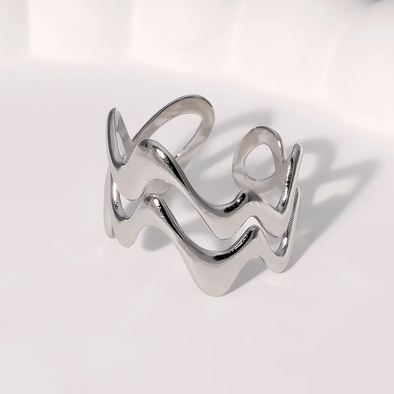Wholesale Jewelry IG Style Modern Style Simple Style Geometric Lines 304 Stainless Steel 18K Gold Plated Open Rings display picture 5