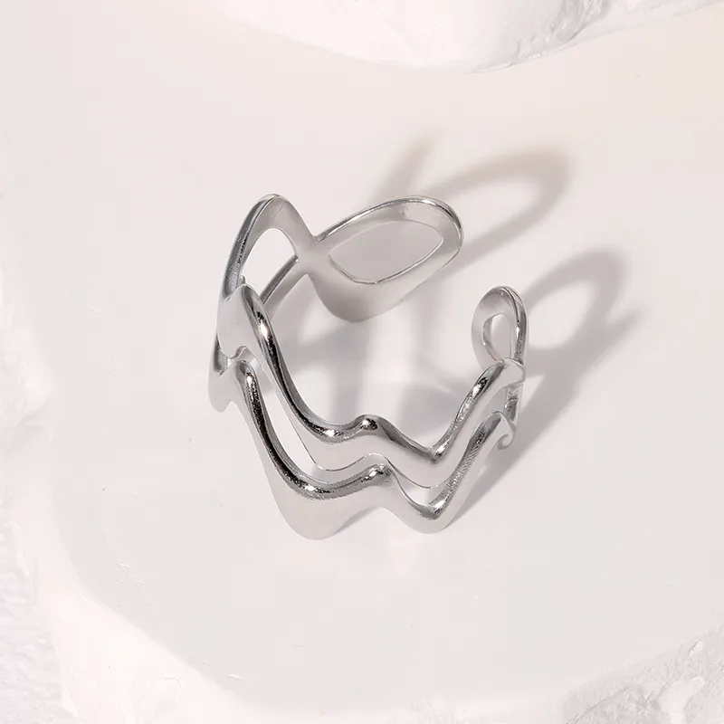 Wholesale Jewelry IG Style Modern Style Simple Style Geometric Lines 304 Stainless Steel 18K Gold Plated Open Rings display picture 6
