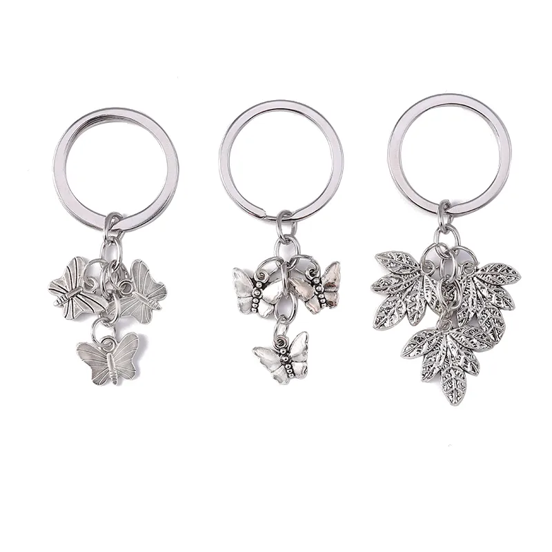 Cute Commute Leaf Butterfly Alloy Bag Pendant Keychain display picture 2