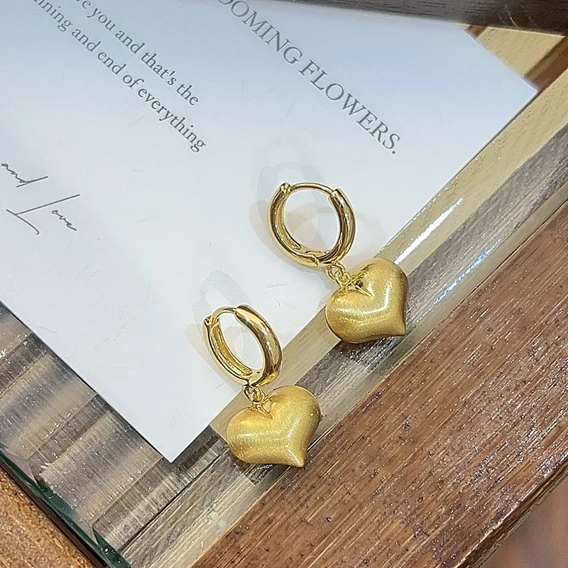 1 Pair Casual Artistic Commute Heart Shape Plating Copper Drop Earrings display picture 4