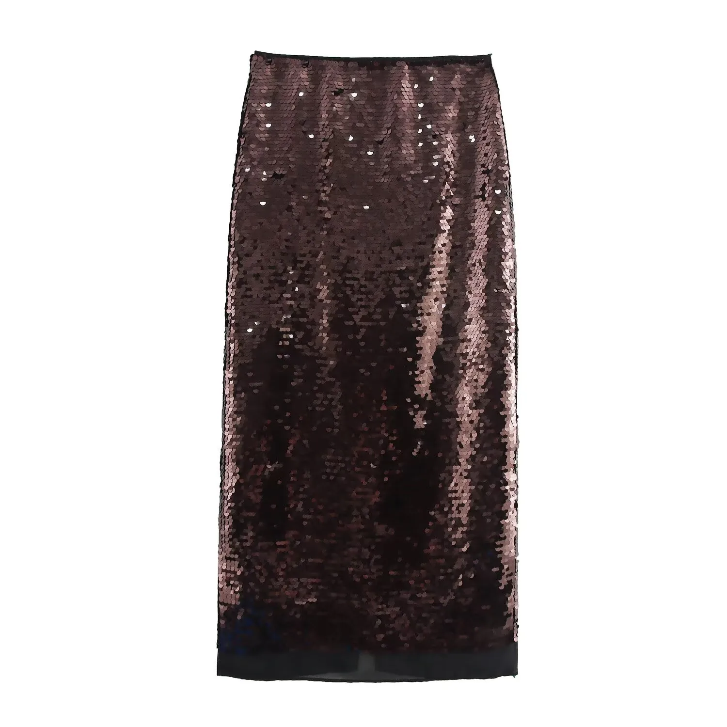 Spring Autumn Streetwear Glittery Solid Color Spandex Polyester Midi Dress Skirts display picture 1