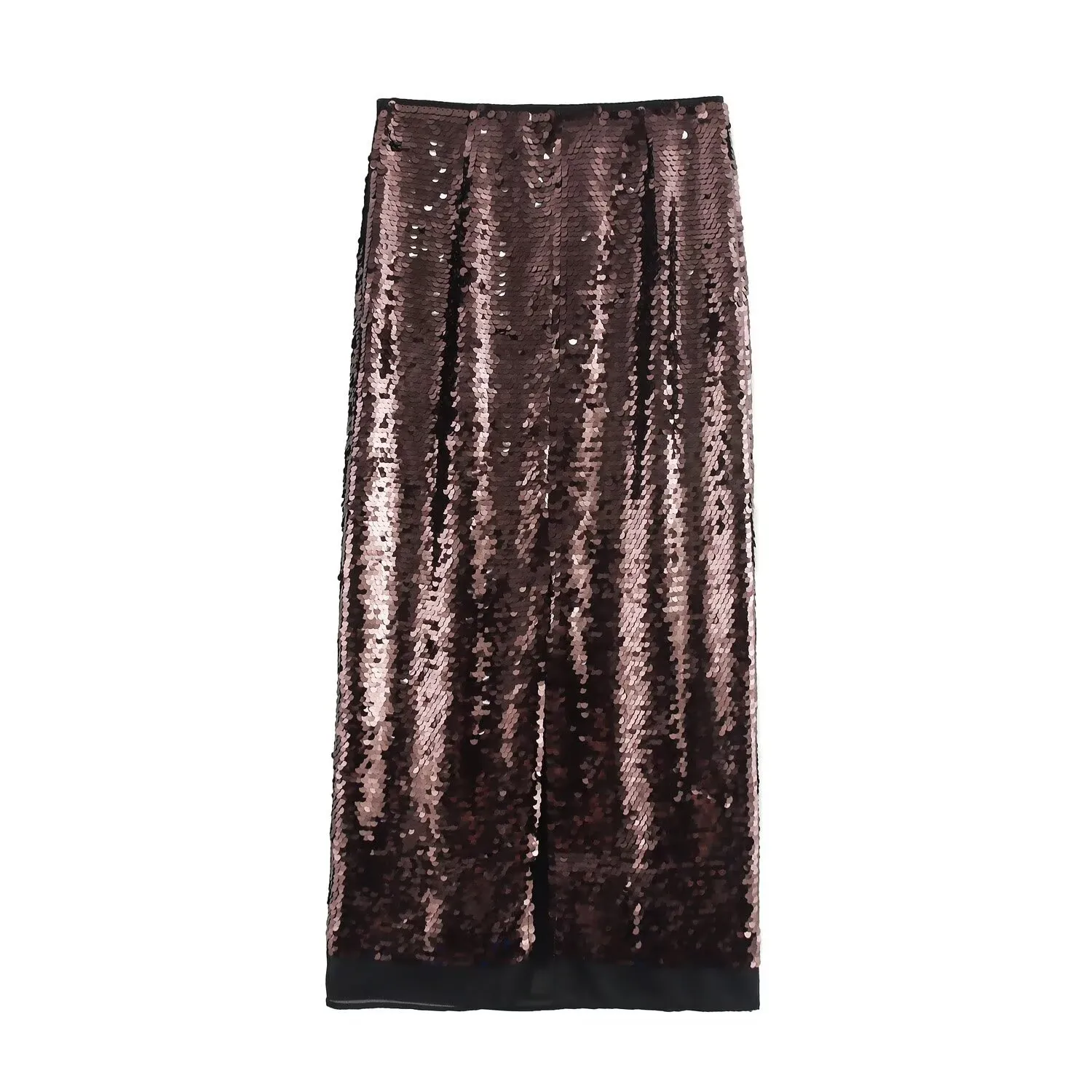 Spring Autumn Streetwear Glittery Solid Color Spandex Polyester Midi Dress Skirts display picture 2