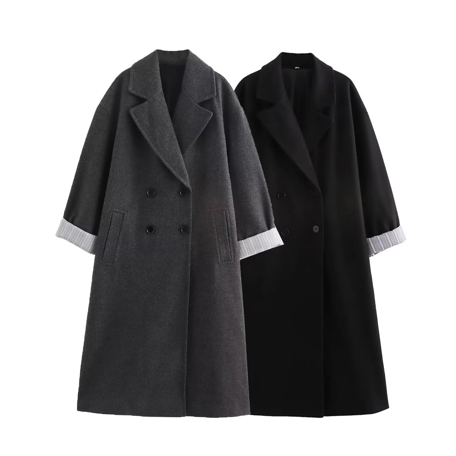Women's Elegant Streetwear Solid Color Double Breasted Coat Woolen Coat display picture 1