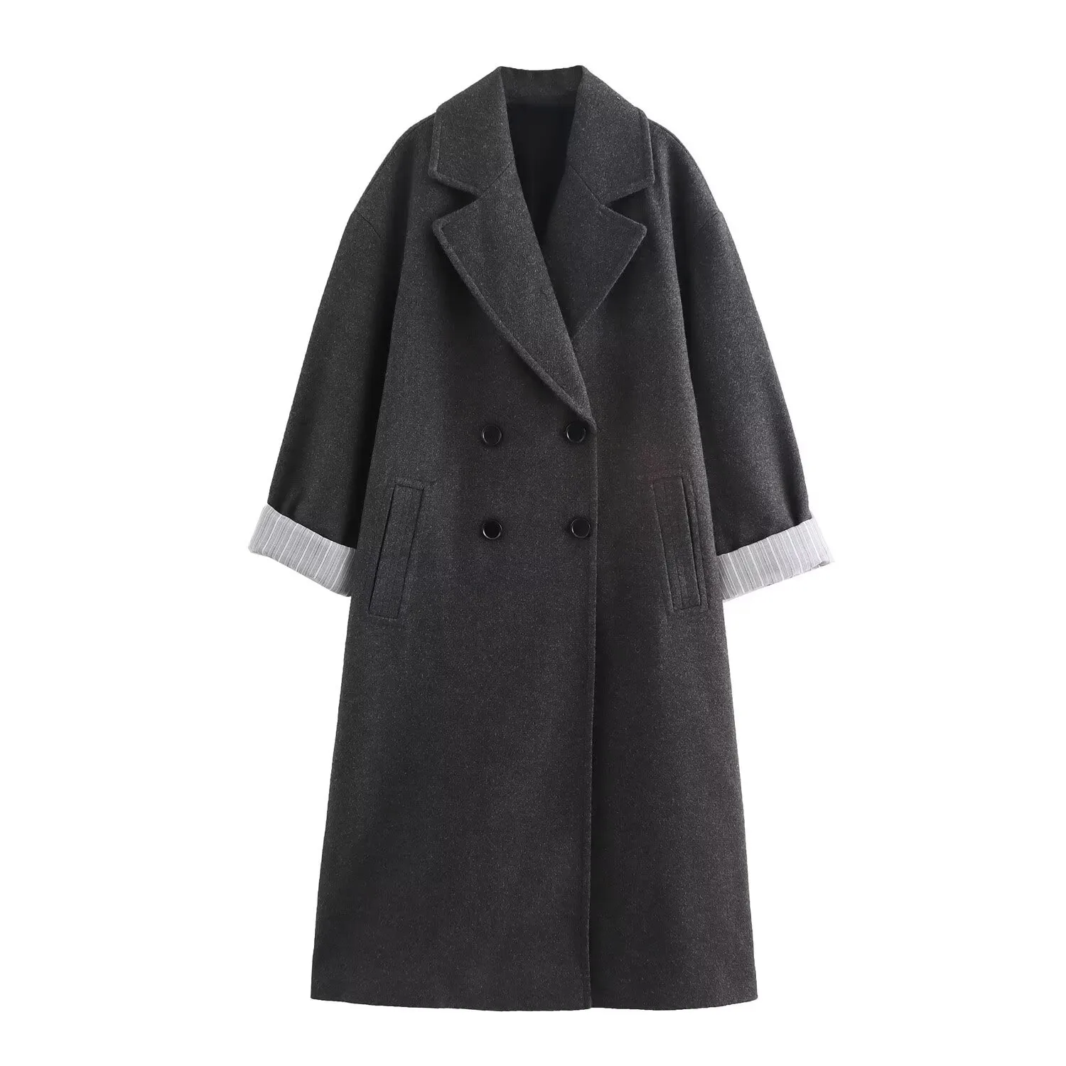Women's Elegant Streetwear Solid Color Double Breasted Coat Woolen Coat display picture 4