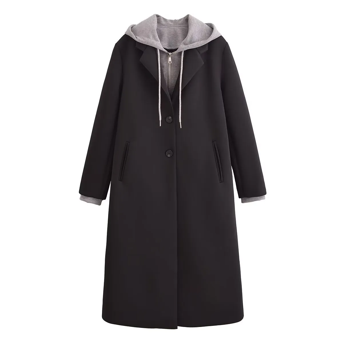Women's Casual Streetwear Solid Color 2 In 1 Single Breasted Zipper Coat Coat display picture 1