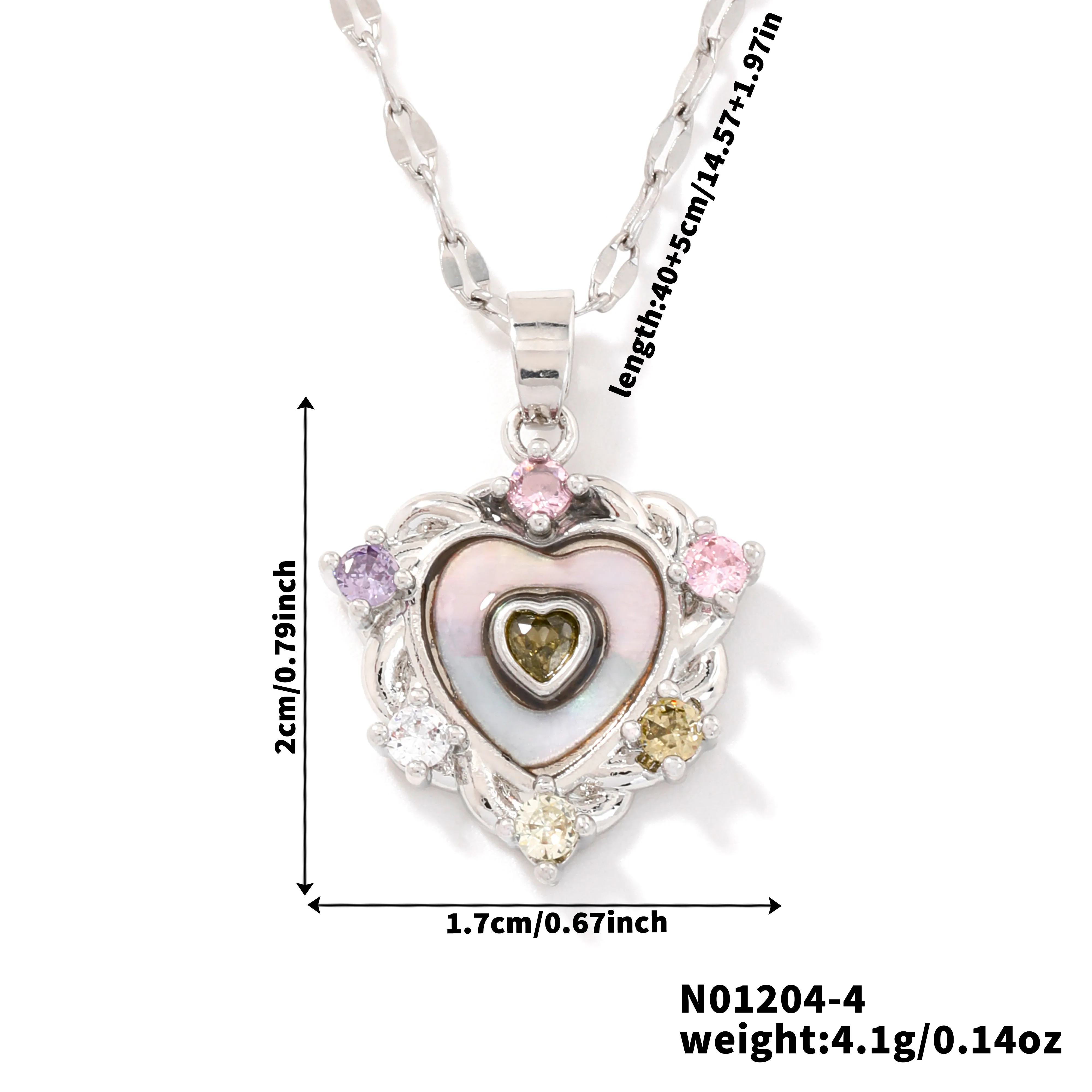 Wholesale Jewelry Elegant Cute Shiny Heart Shape 304 Stainless Steel Copper Zircon K Gold Plated Rhodium Plated Inlay Pendant Necklace display picture 1