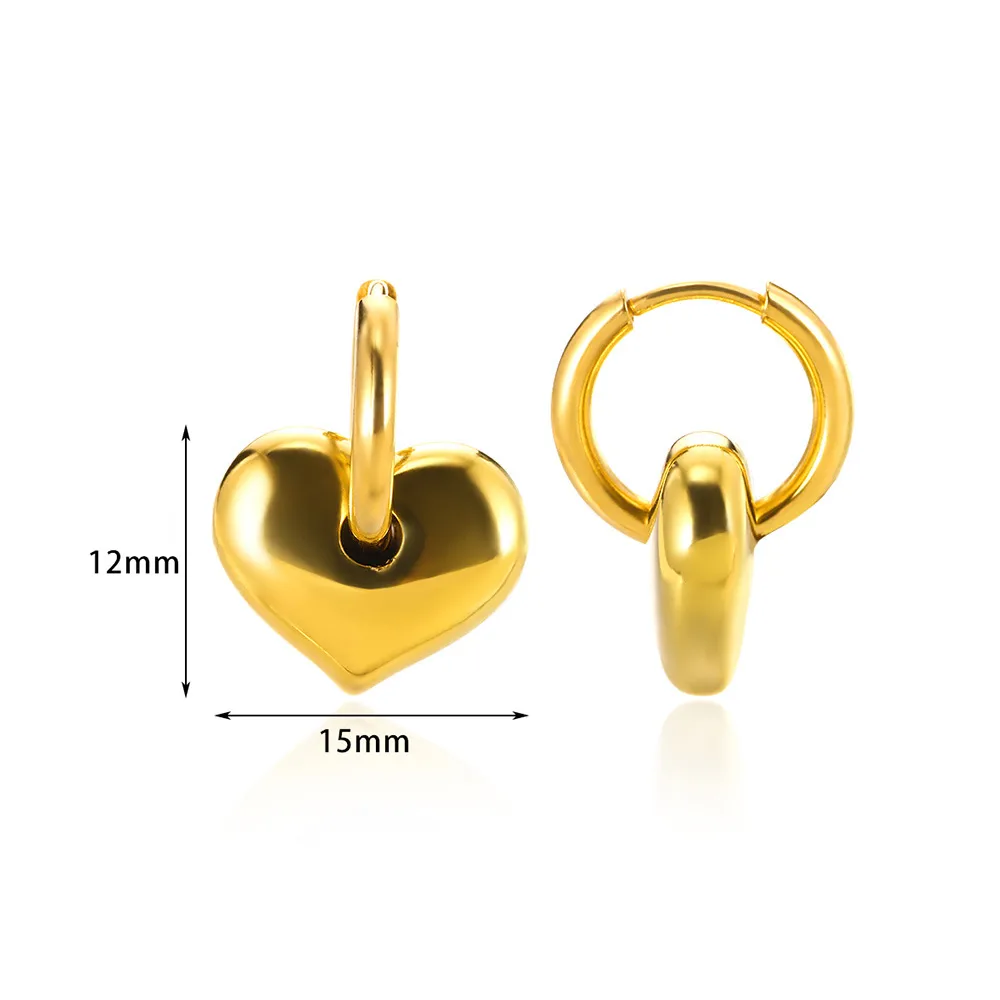 1 Pair Casual Simple Style Streetwear Heart Shape 304 Stainless Steel 18K Gold Plated Earrings display picture 2