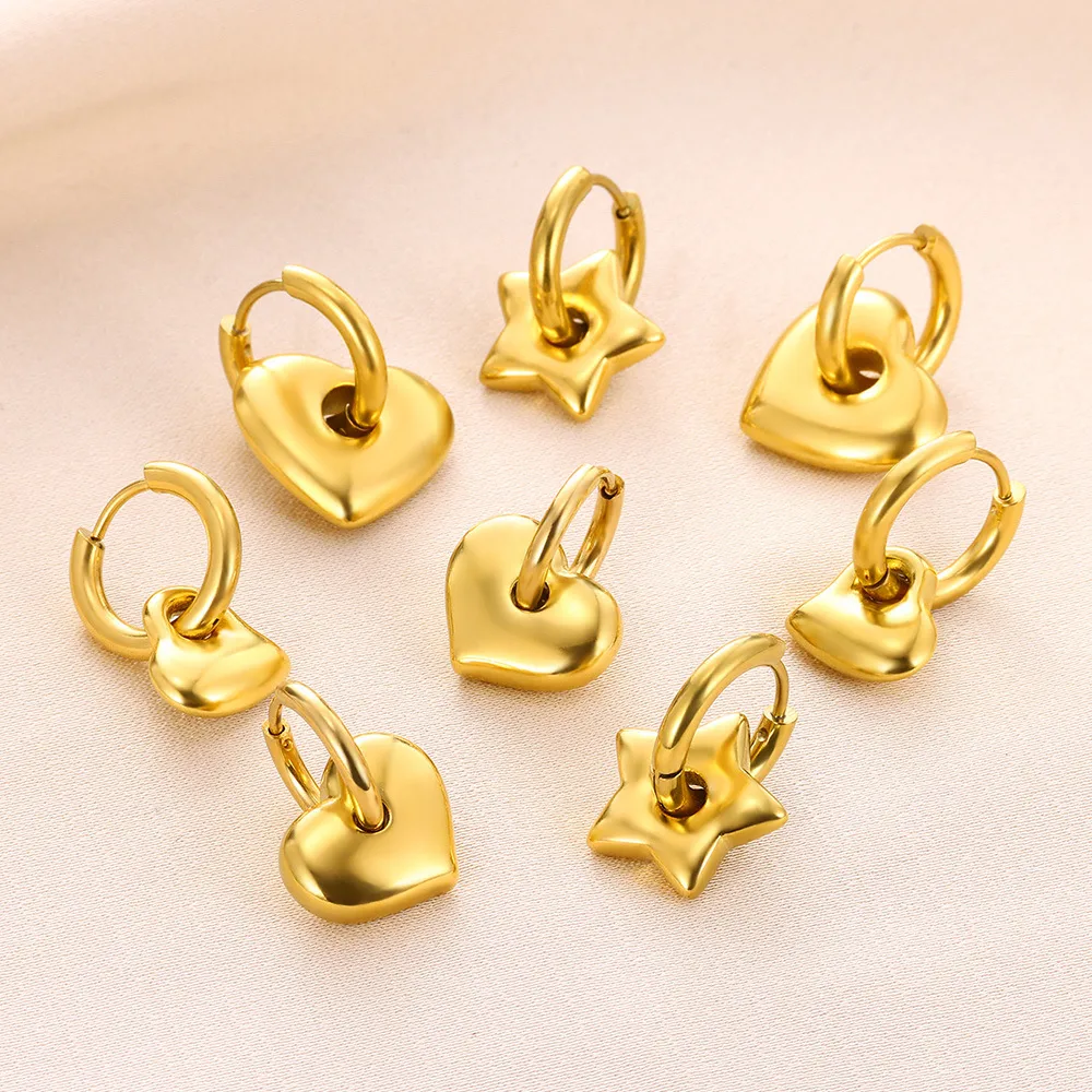 1 Pair Casual Simple Style Streetwear Heart Shape 304 Stainless Steel 18K Gold Plated Earrings display picture 8
