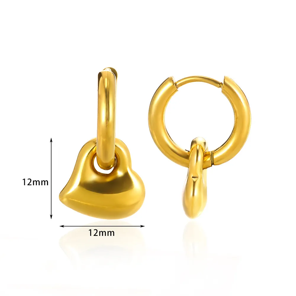 1 Pair Casual Simple Style Streetwear Heart Shape 304 Stainless Steel 18K Gold Plated Earrings display picture 3