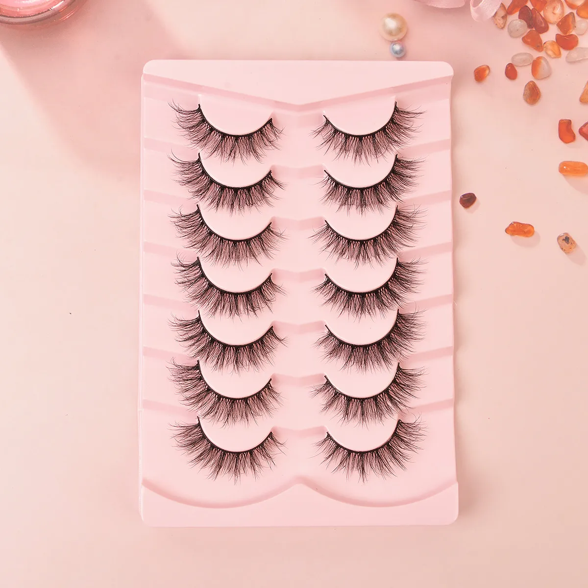 Popular Flat False Eyelashes 7 Pairs Of Eyelashes Eye Tail Lengthened Natural Fluffy Eyelashes  Wholesale display picture 1