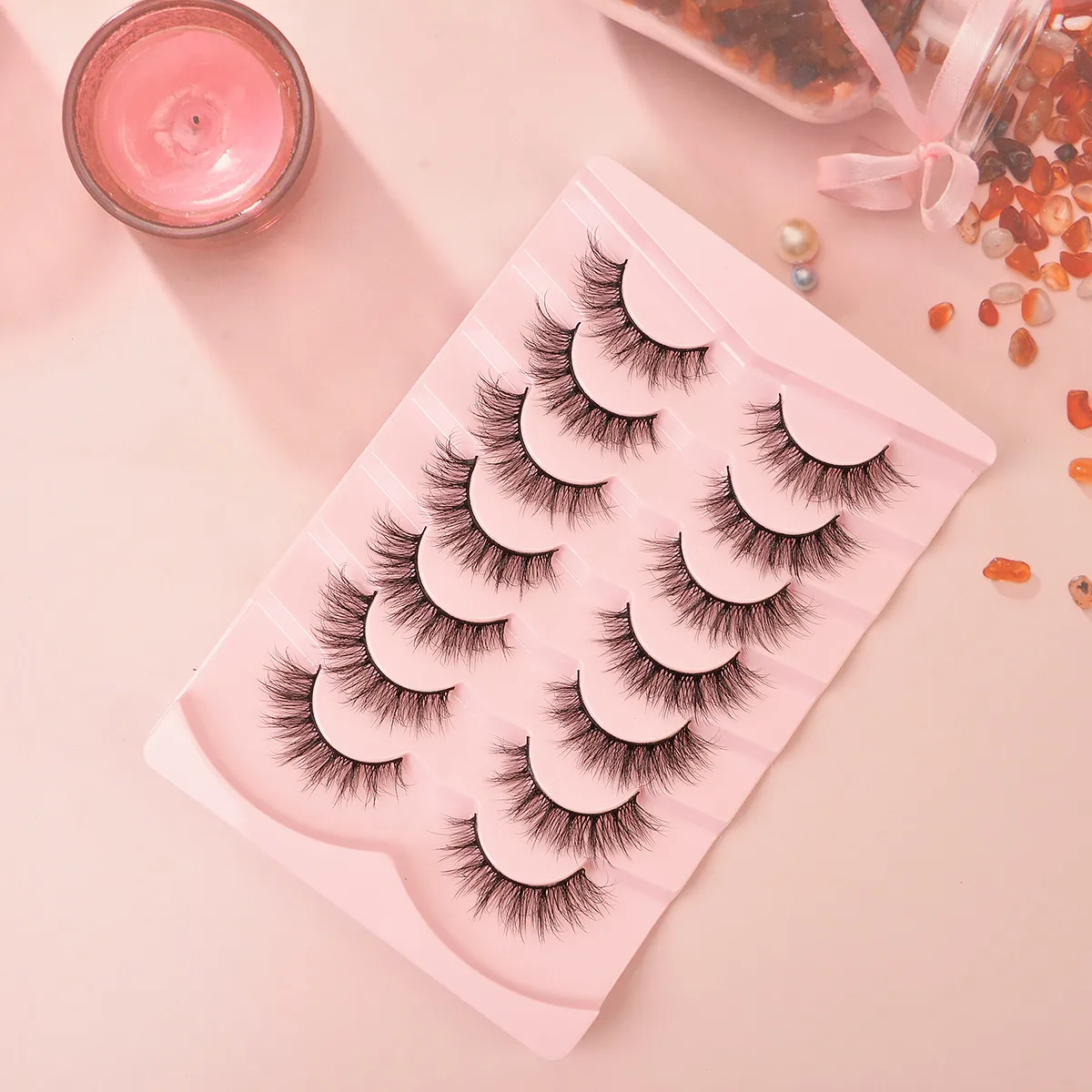 Popular Flat False Eyelashes 7 Pairs Of Eyelashes Eye Tail Lengthened Natural Fluffy Eyelashes  Wholesale display picture 2