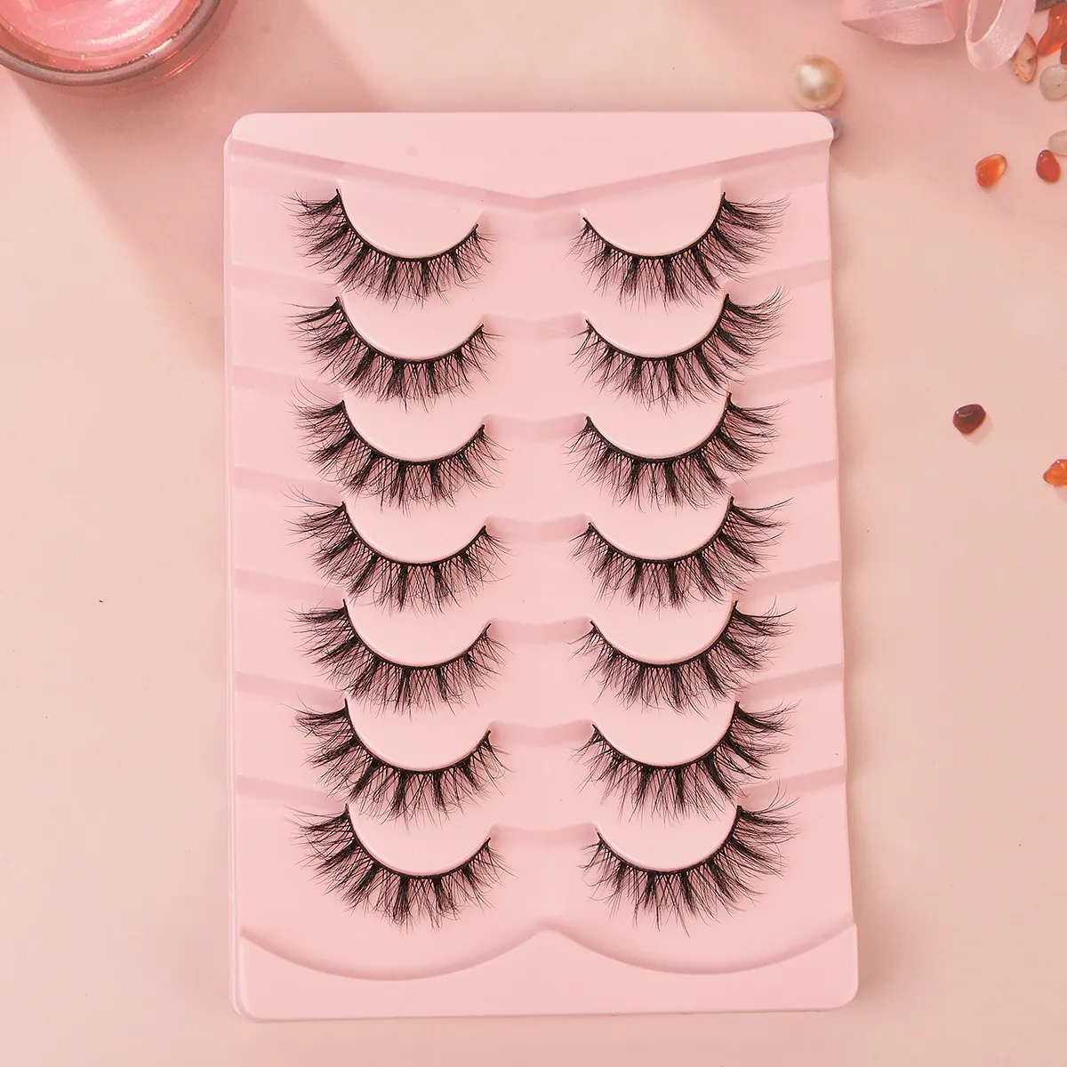 Popular Flat False Eyelashes 7 Pairs Of Eyelashes Eye Tail Lengthened Natural Fluffy Eyelashes  Wholesale display picture 6