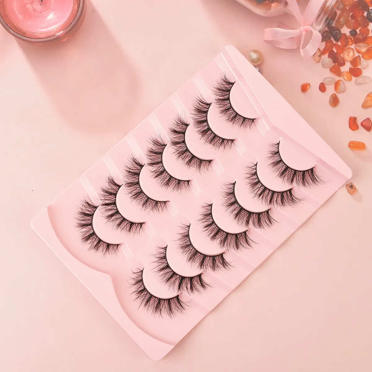 Popular Flat False Eyelashes 7 Pairs Of Eyelashes Eye Tail Lengthened Natural Fluffy Eyelashes  Wholesale display picture 9