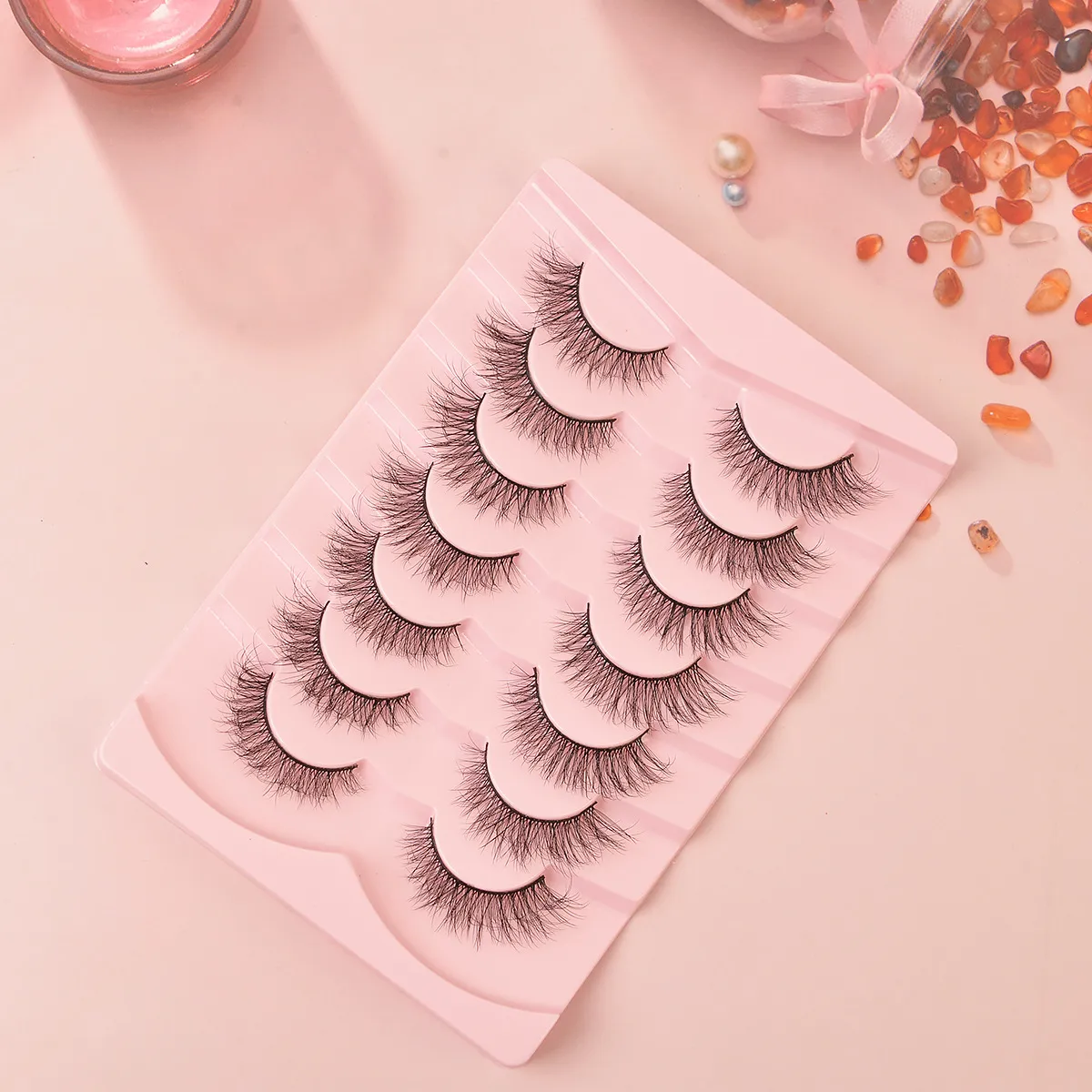 Popular Flat False Eyelashes 7 Pairs Of Eyelashes Eye Tail Lengthened Natural Fluffy Eyelashes  Wholesale display picture 11