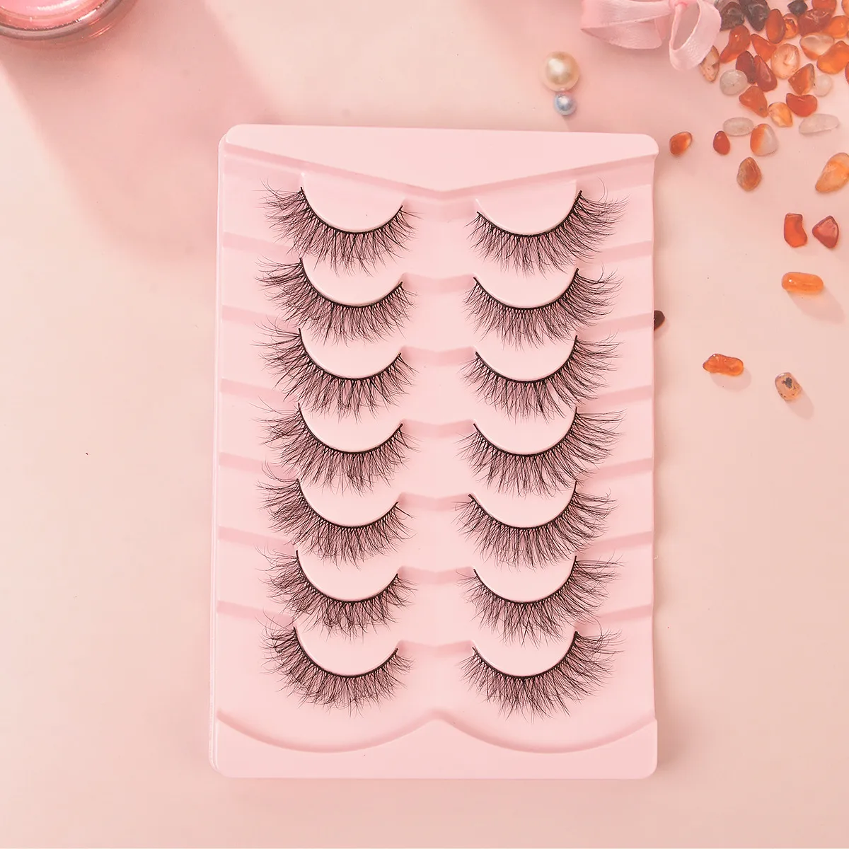 Popular Flat False Eyelashes 7 Pairs Of Eyelashes Eye Tail Lengthened Natural Fluffy Eyelashes  Wholesale display picture 12