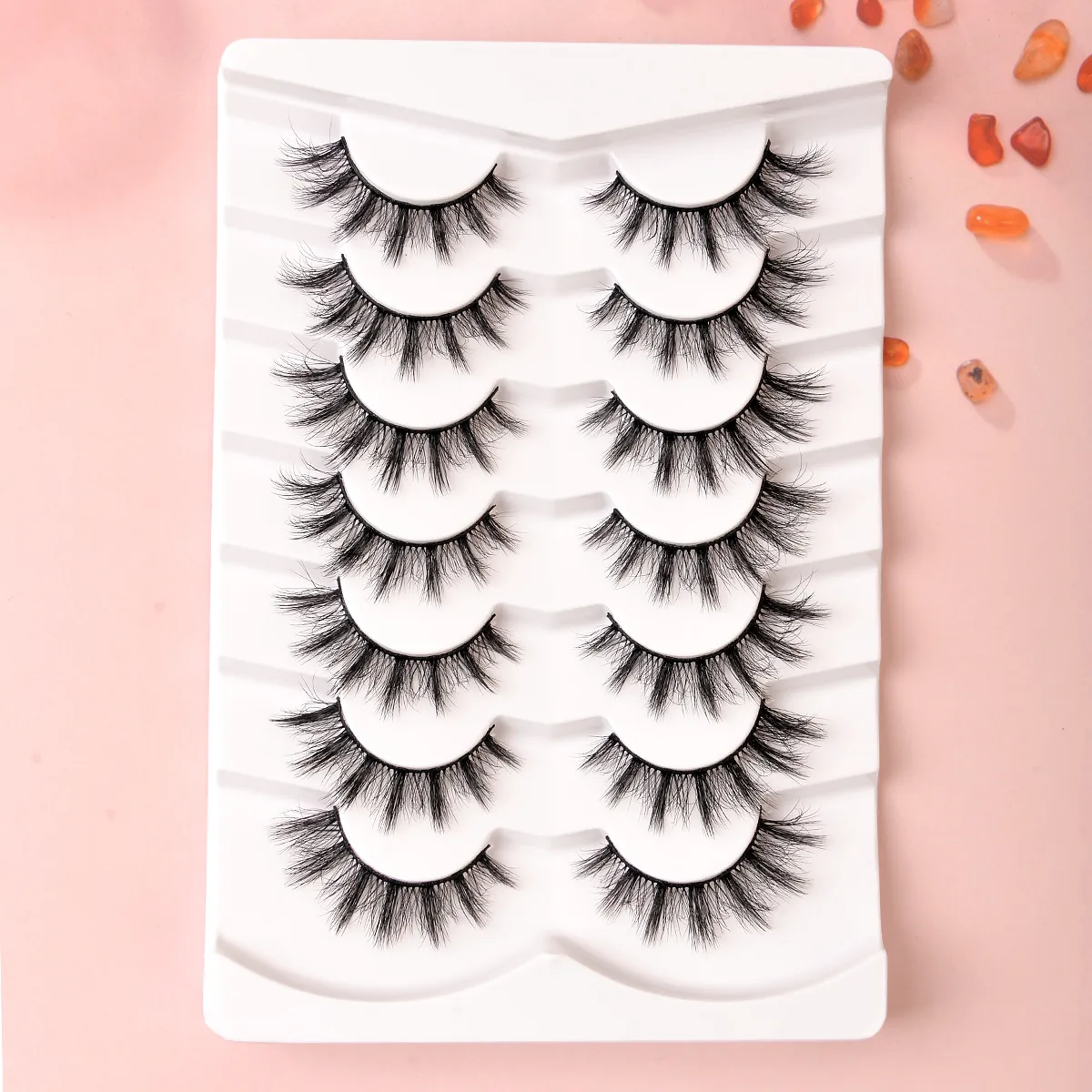 Popular Flat False Eyelashes 7 Pairs Of Eyelashes Eye Tail Lengthened Natural Fluffy Eyelashes  Wholesale display picture 16