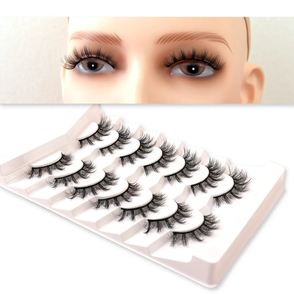 Popular Flat False Eyelashes 7 Pairs Of Eyelashes Eye Tail Lengthened Natural Fluffy Eyelashes  Wholesale display picture 18