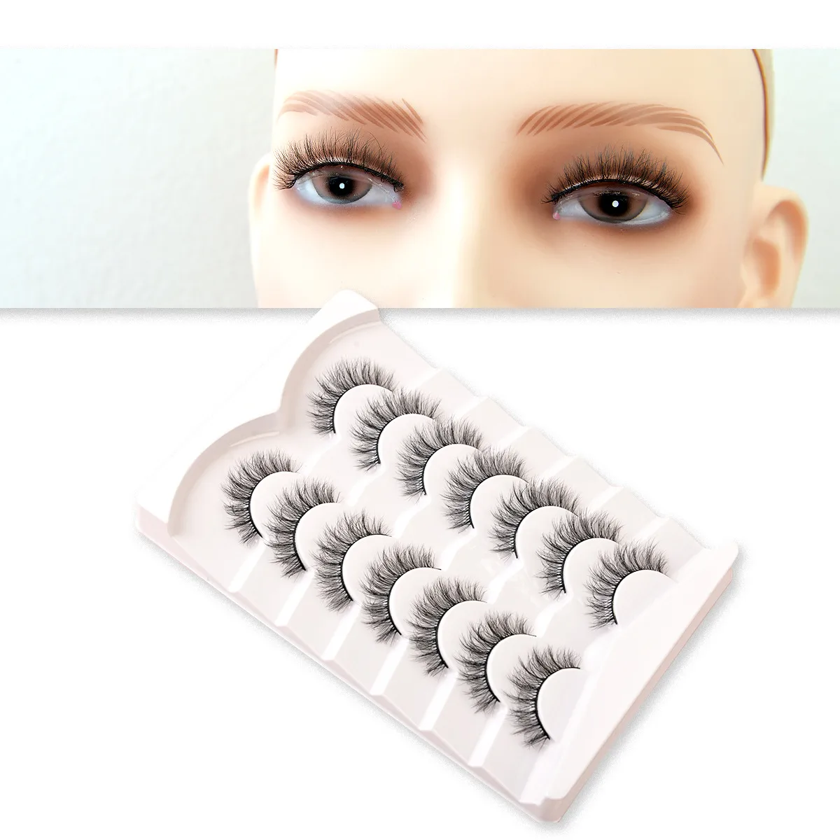Popular Flat False Eyelashes 7 Pairs Of Eyelashes Eye Tail Lengthened Natural Fluffy Eyelashes  Wholesale display picture 23