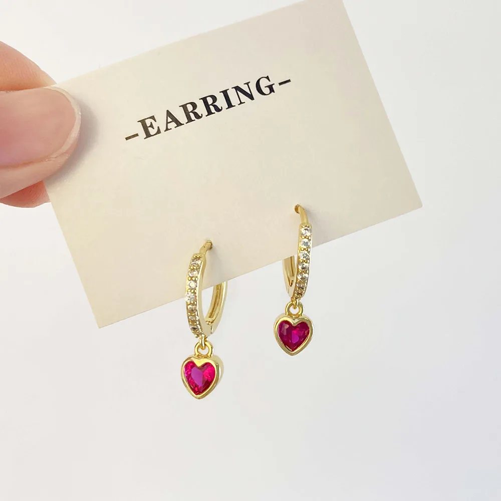 1 Pair Sweet Simple Style Heart Shape Plating Inlay Copper Zircon Zircon Drop Earrings display picture 1