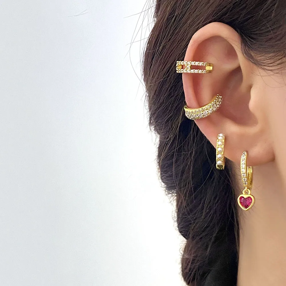 1 Pair Sweet Simple Style Heart Shape Plating Inlay Copper Zircon Zircon Drop Earrings display picture 3