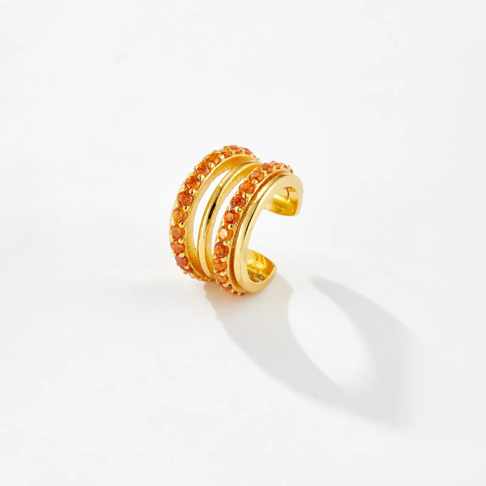 1 Piece 18K Gold Plated 925 Sterling Silver Zircon Geometric Ear Cuffs display picture 1