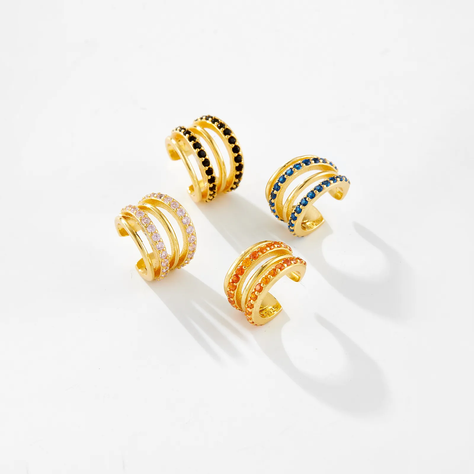 1 Piece 18K Gold Plated 925 Sterling Silver Zircon Geometric Ear Cuffs display picture 2