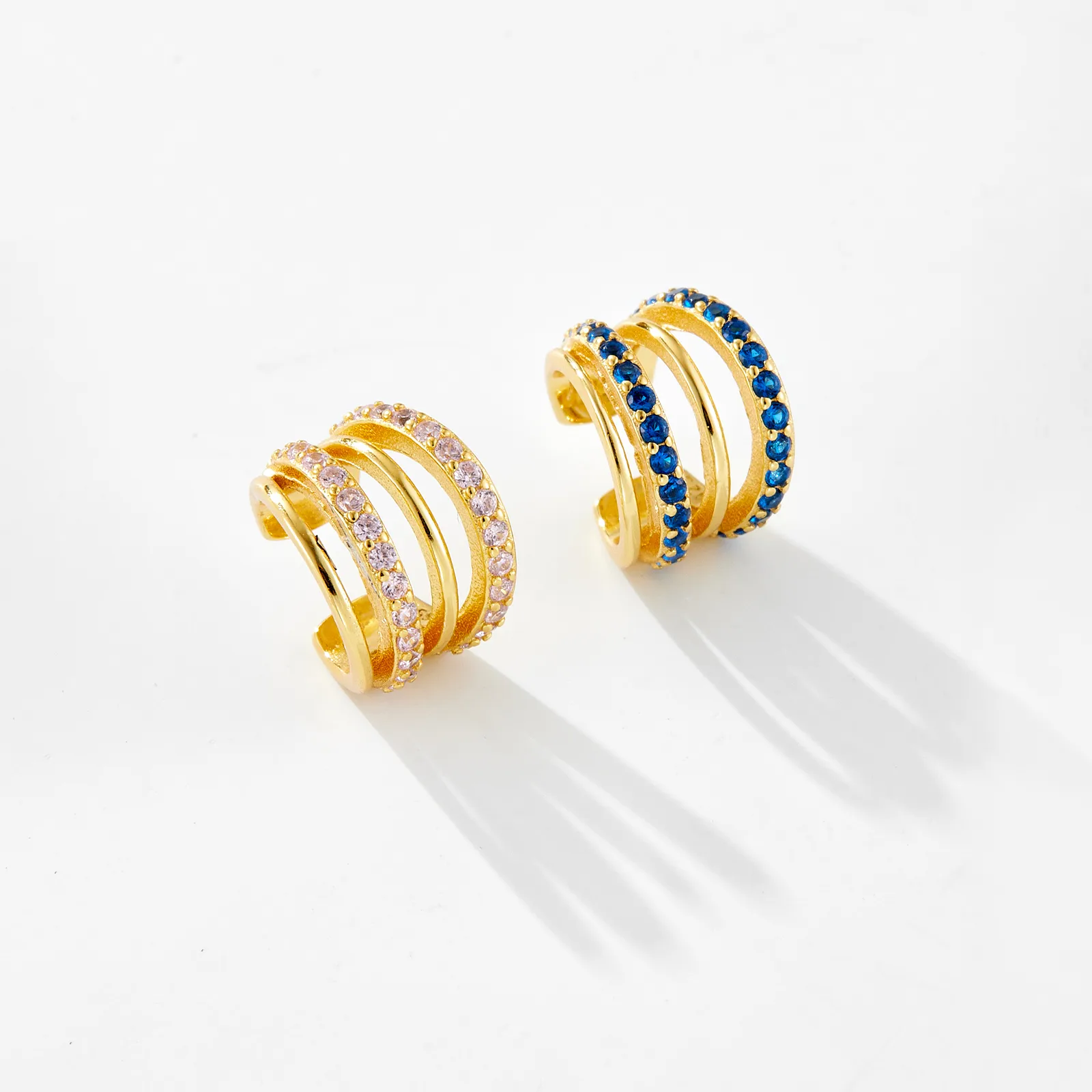 1 Piece 18K Gold Plated 925 Sterling Silver Zircon Geometric Ear Cuffs display picture 3