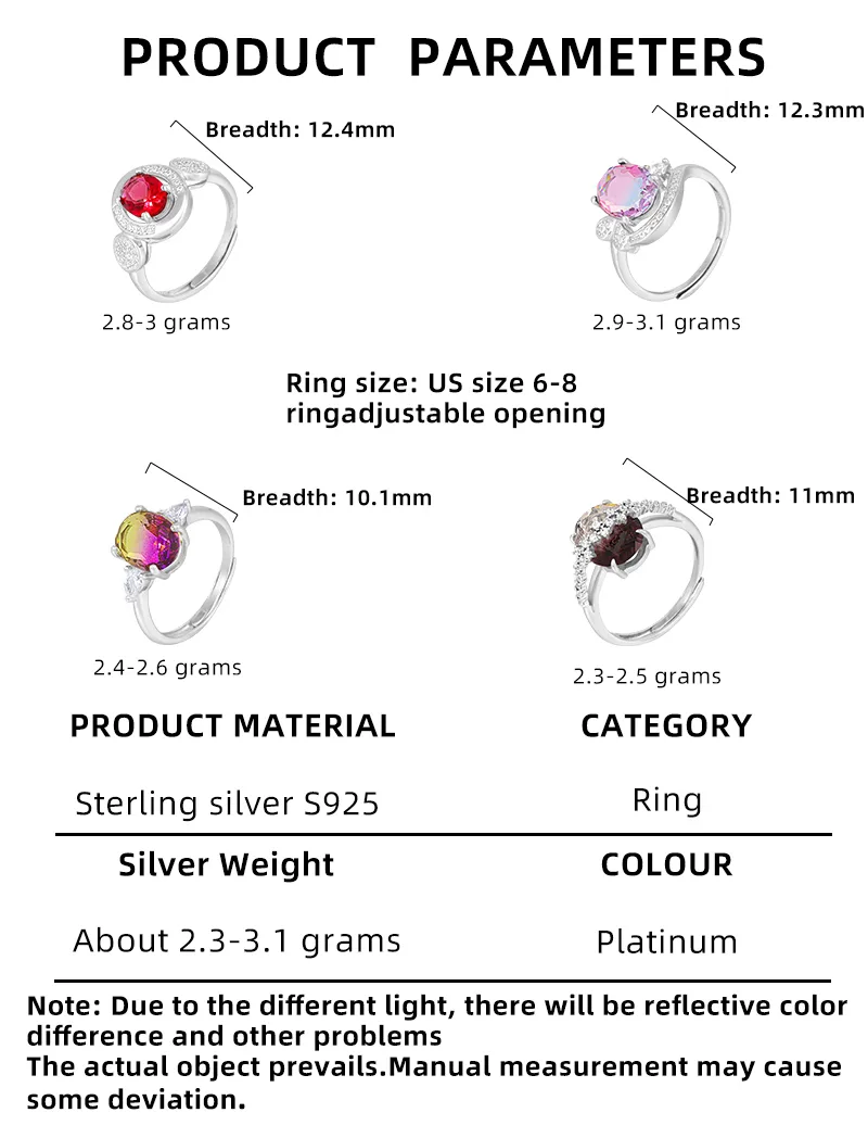 White Gold Plated 925 Sterling Silver Zircon Geometric Open Rings display picture 2