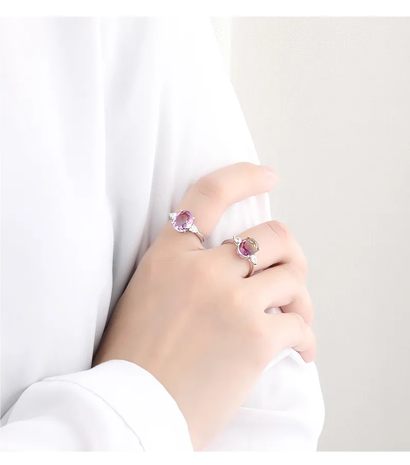 White Gold Plated 925 Sterling Silver Zircon Geometric Open Rings display picture 6