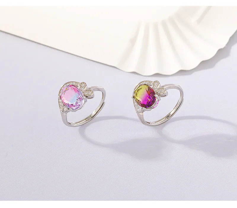 White Gold Plated 925 Sterling Silver Zircon Geometric Open Rings display picture 7