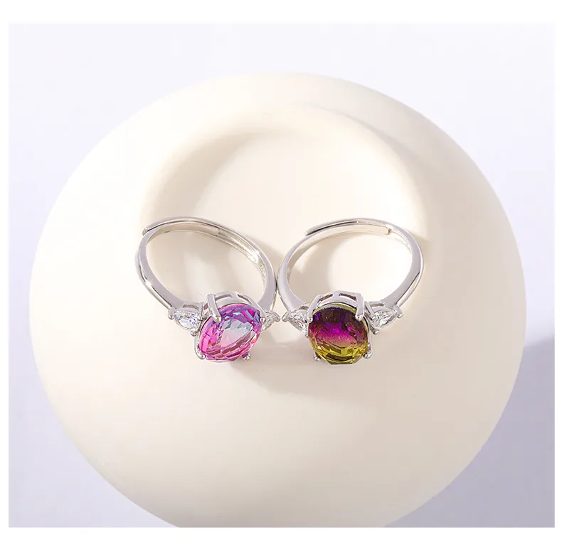 White Gold Plated 925 Sterling Silver Zircon Geometric Open Rings display picture 8