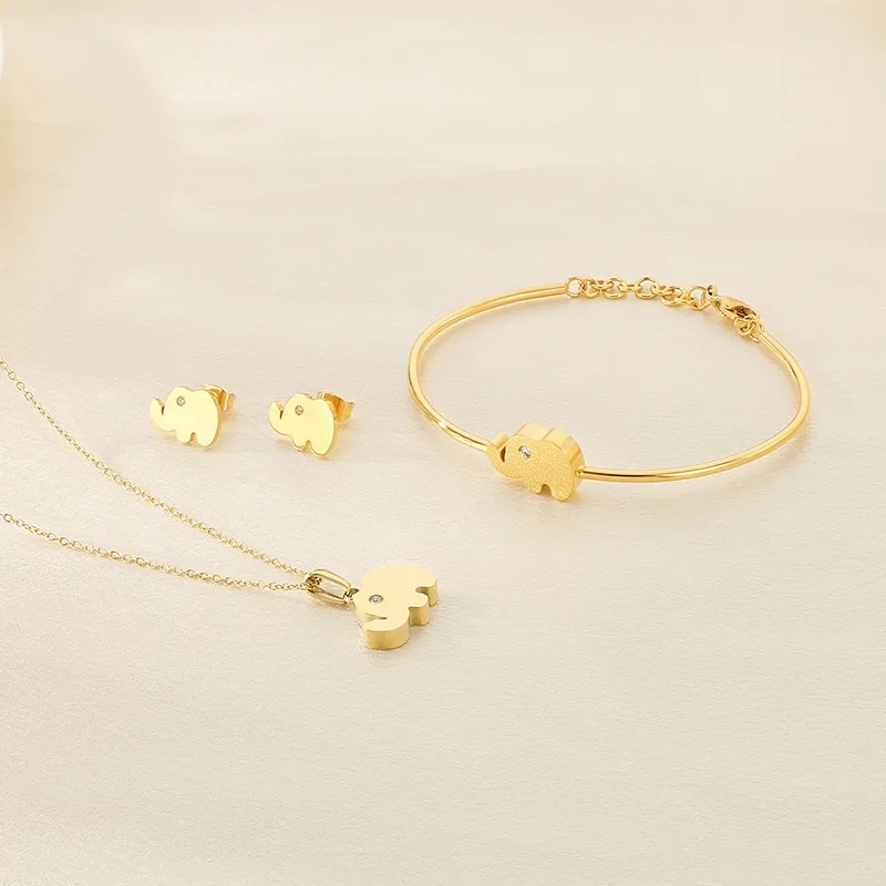 Wholesale Jewelry Simple Style Elephant 304 Stainless Steel 18K Gold Plated Jewelry Set display picture 4