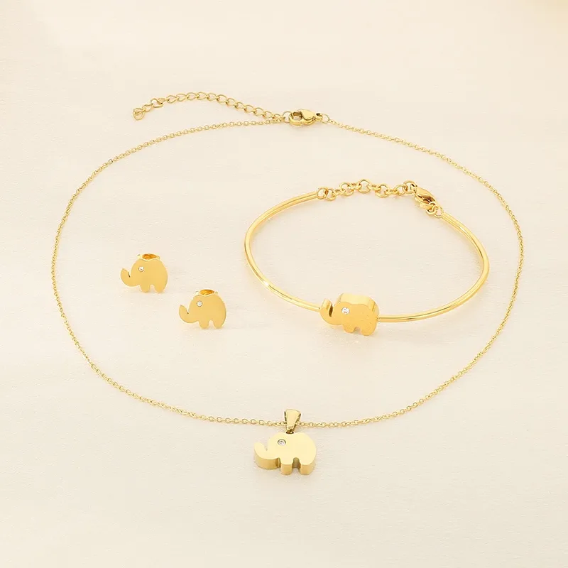 Wholesale Jewelry Simple Style Elephant 304 Stainless Steel 18K Gold Plated Jewelry Set display picture 8