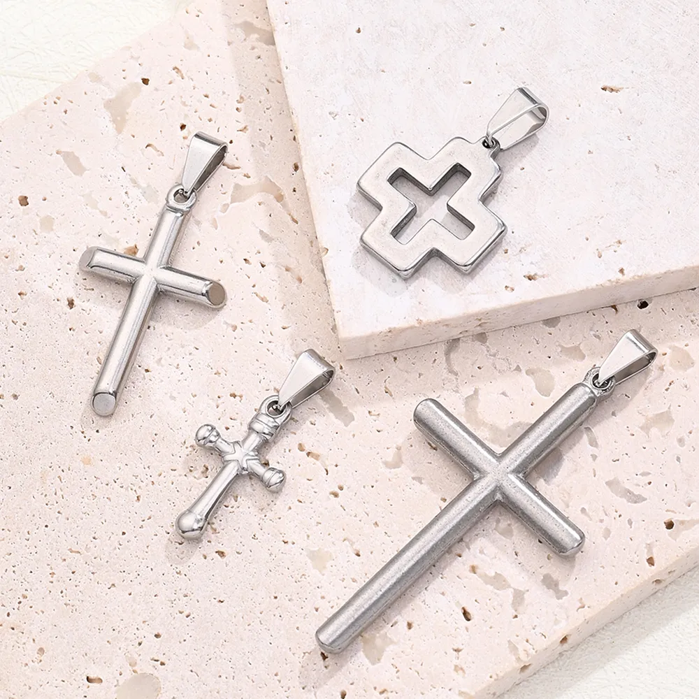 1 Pc/Package 21.5X 19mm 22x13mm 50.5x27.5mm 7x3mm 304 Stainless Steel Geometric Cross Polished Pendant display picture 1